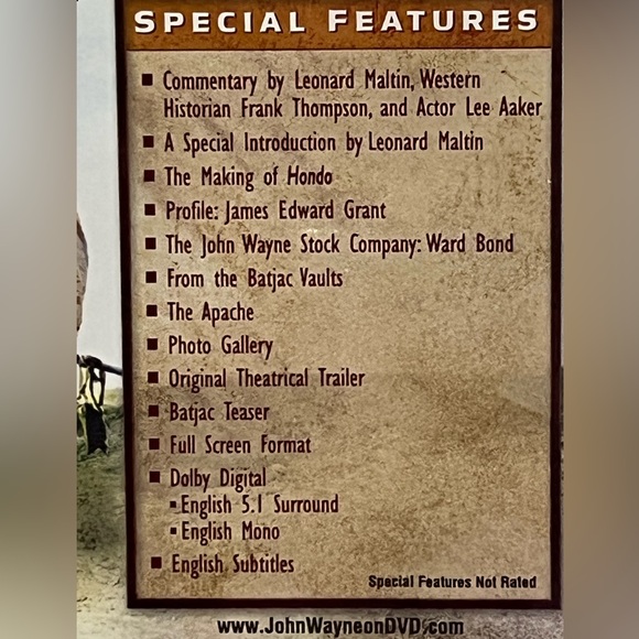 Hondo [New DVD] Special Collector's Edition Full Screen factory sealed - Picture 3 of 3